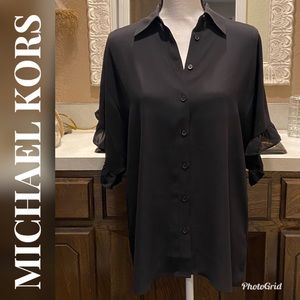 NEW 🔥 MICHAEL KORS Chiffon Ruffle Sleeve B…